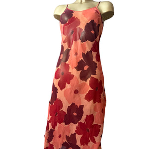 Tan floral mesh maxi dress (S/M)