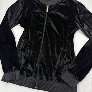 Black velvet zip up sweatshirt  (S/M)