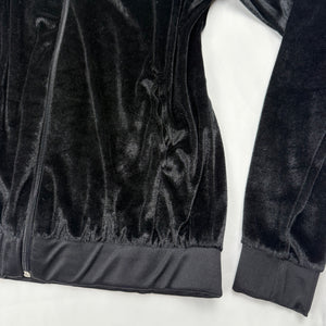 Black velvet zip up sweatshirt  (S/M)