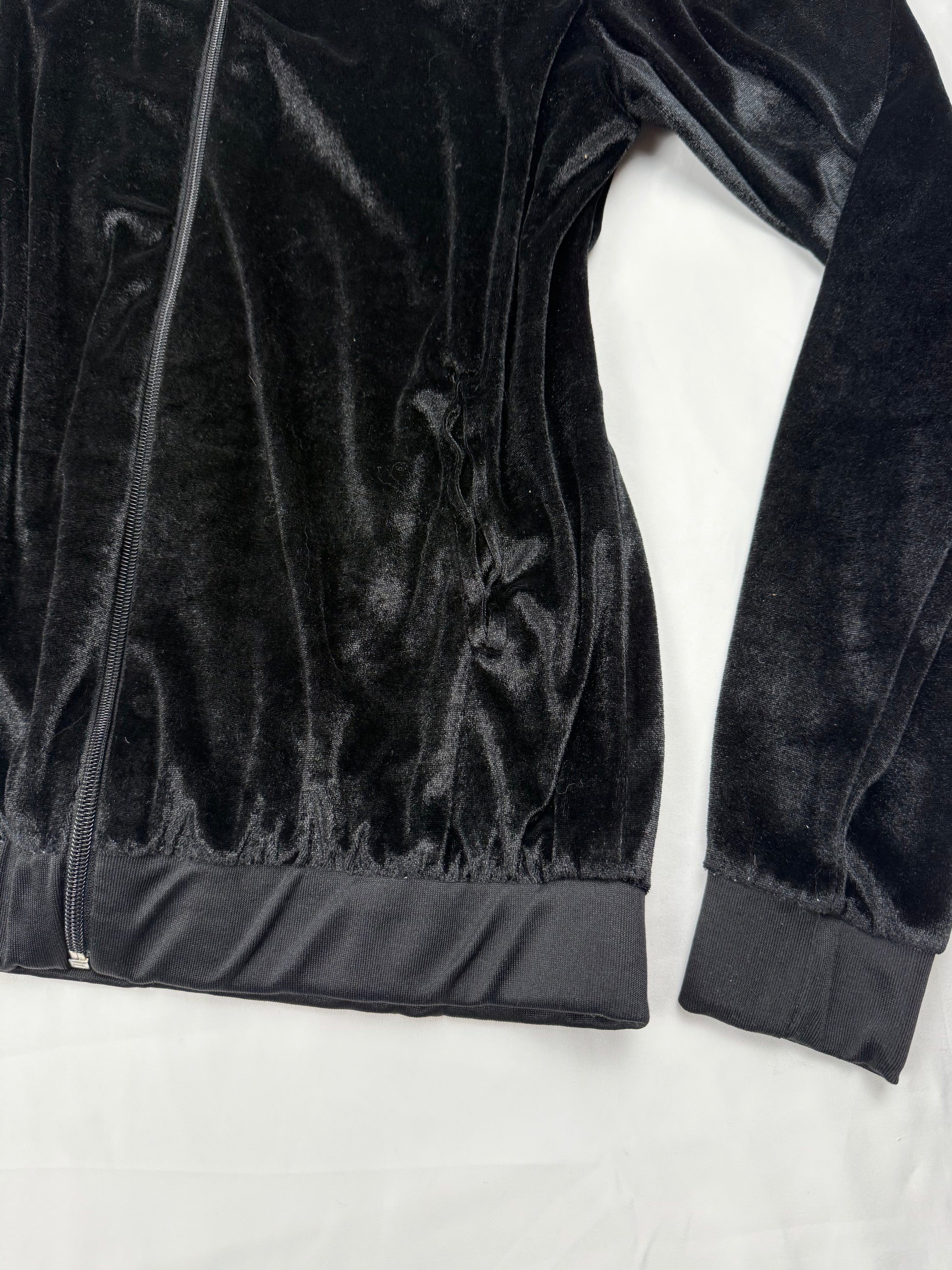 Black velvet zip up sweatshirt  (S/M)