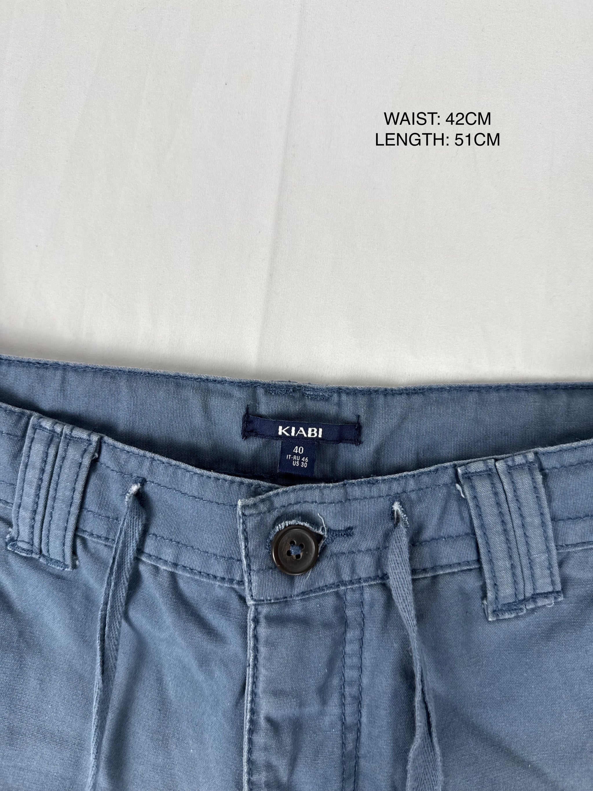 Blue cotton cargo mid short (L)