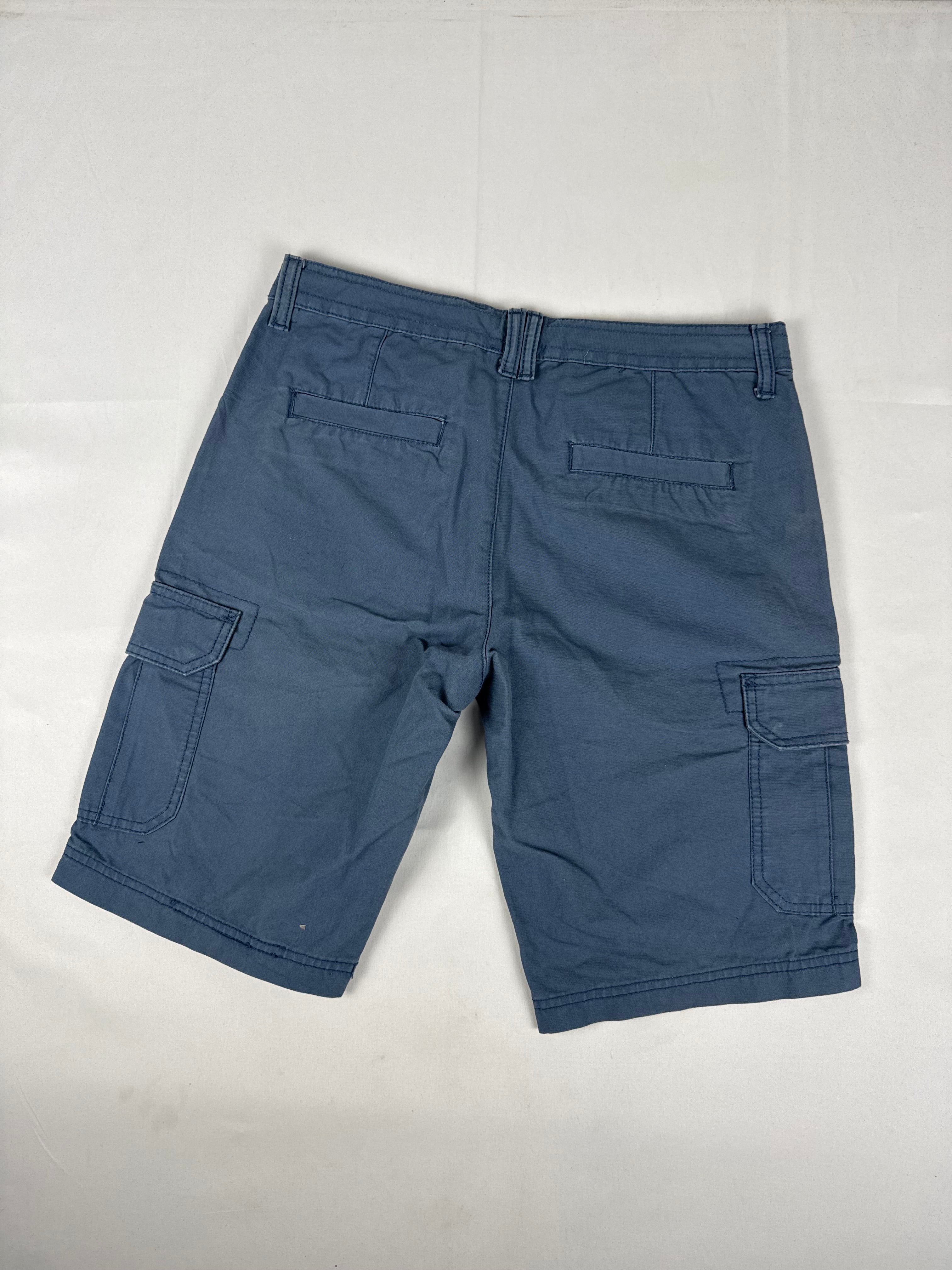 Blue cotton cargo mid short (L)