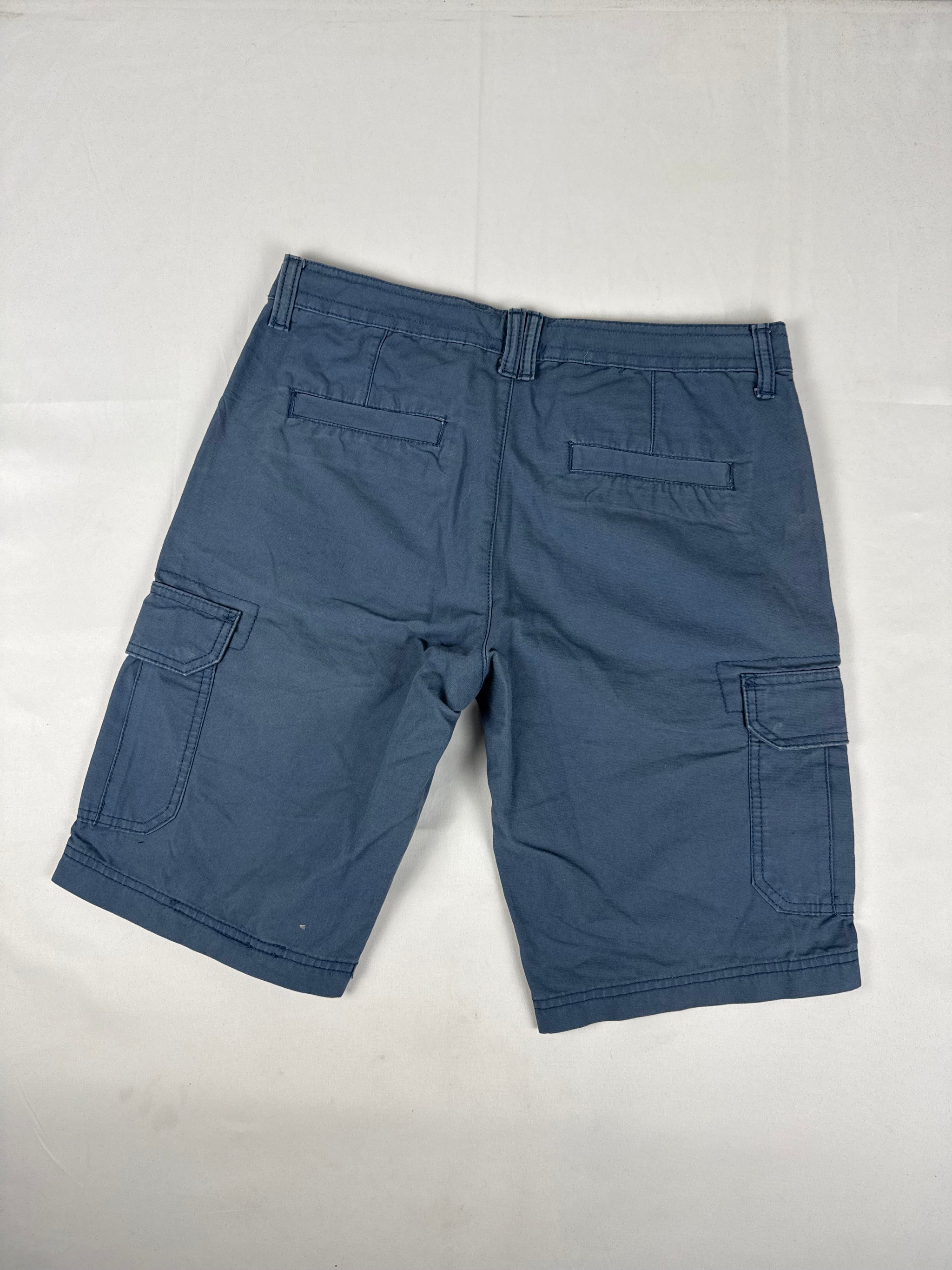 Blue cotton cargo mid short (L)