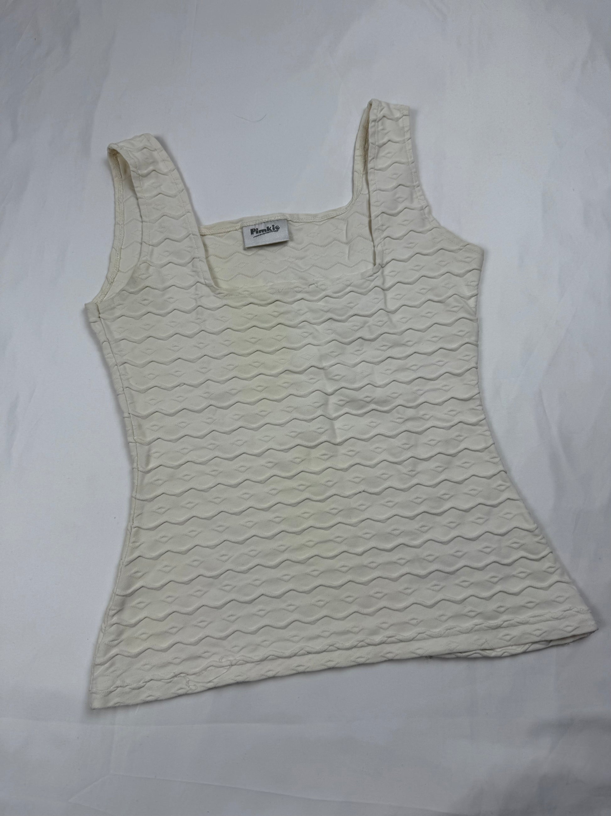 Cream tight fit square neck top (S)