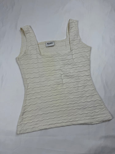 Cream tight fit square neck top (S)