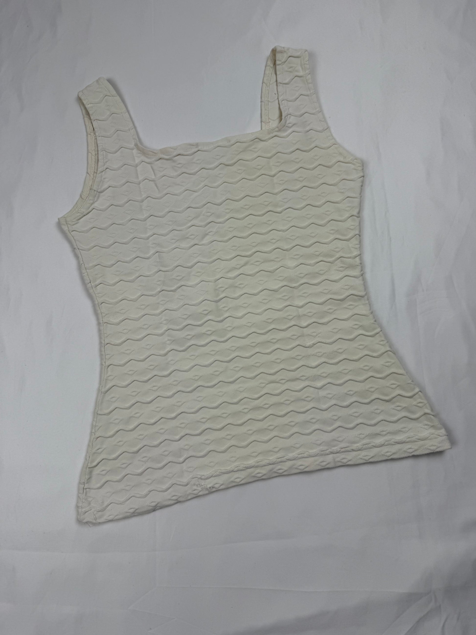 Cream tight fit square neck top (S)