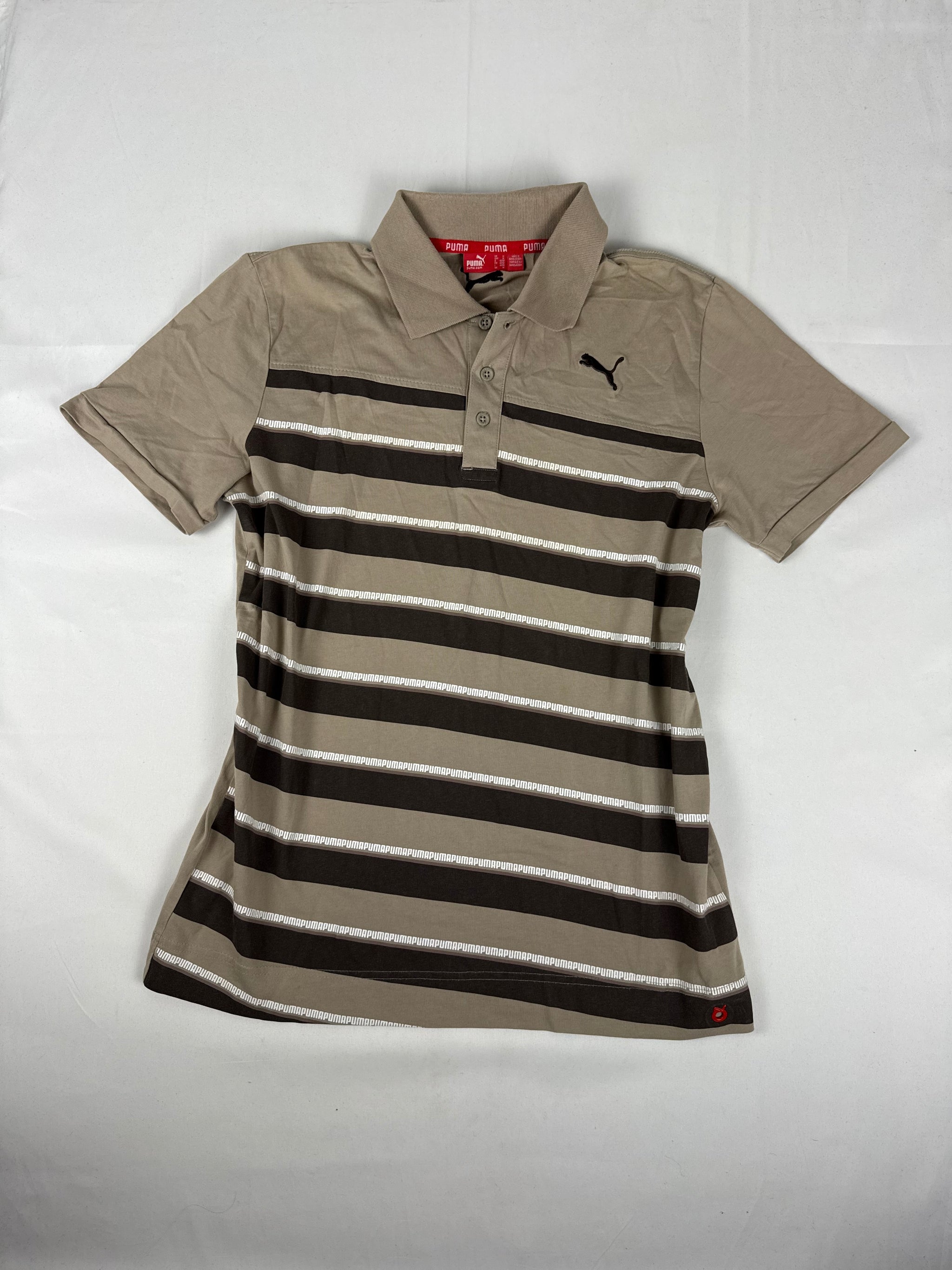 Beige 100% cotton striped polo tee (XL)