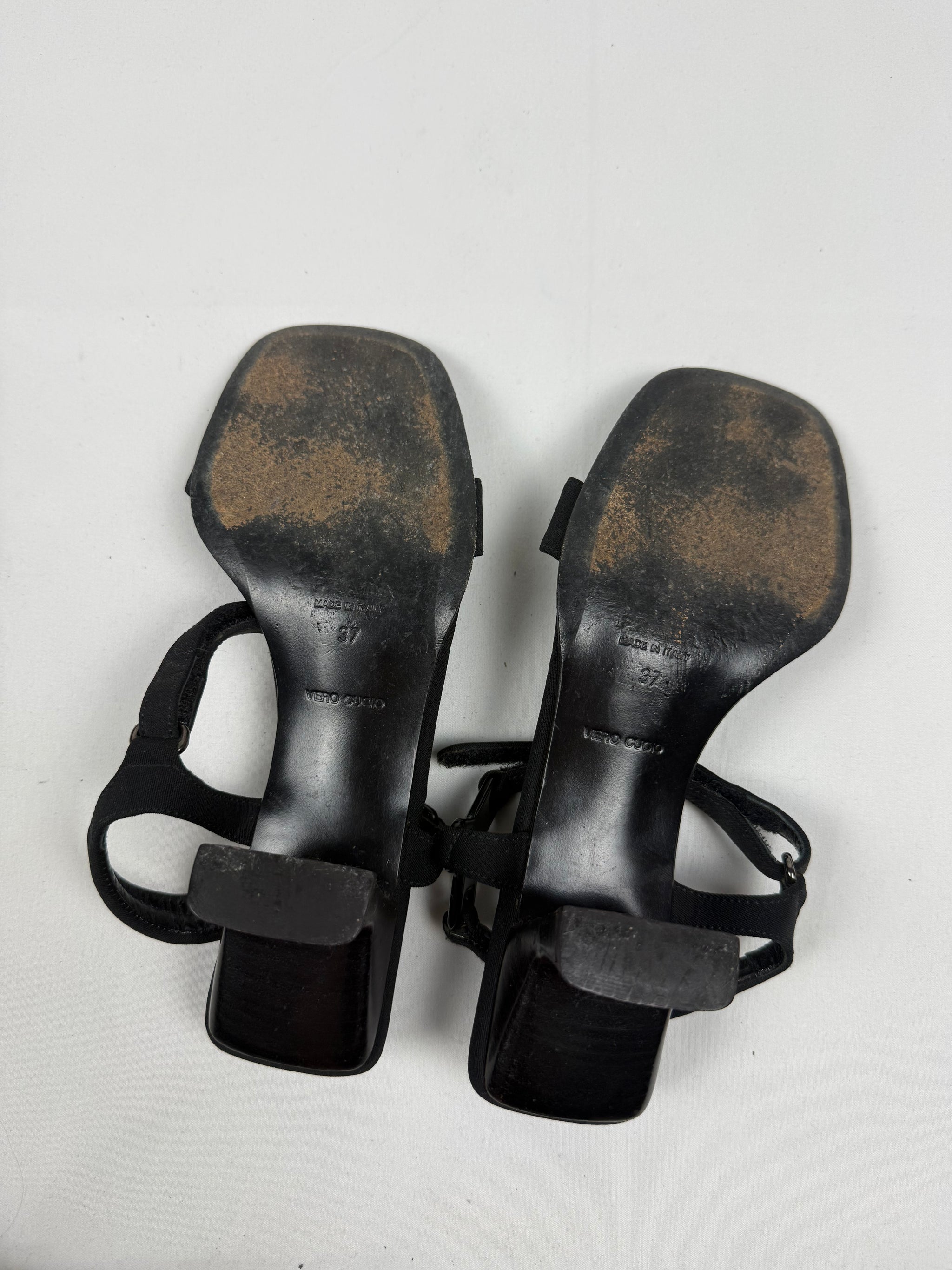 Black buckle belt real leather heels (37)