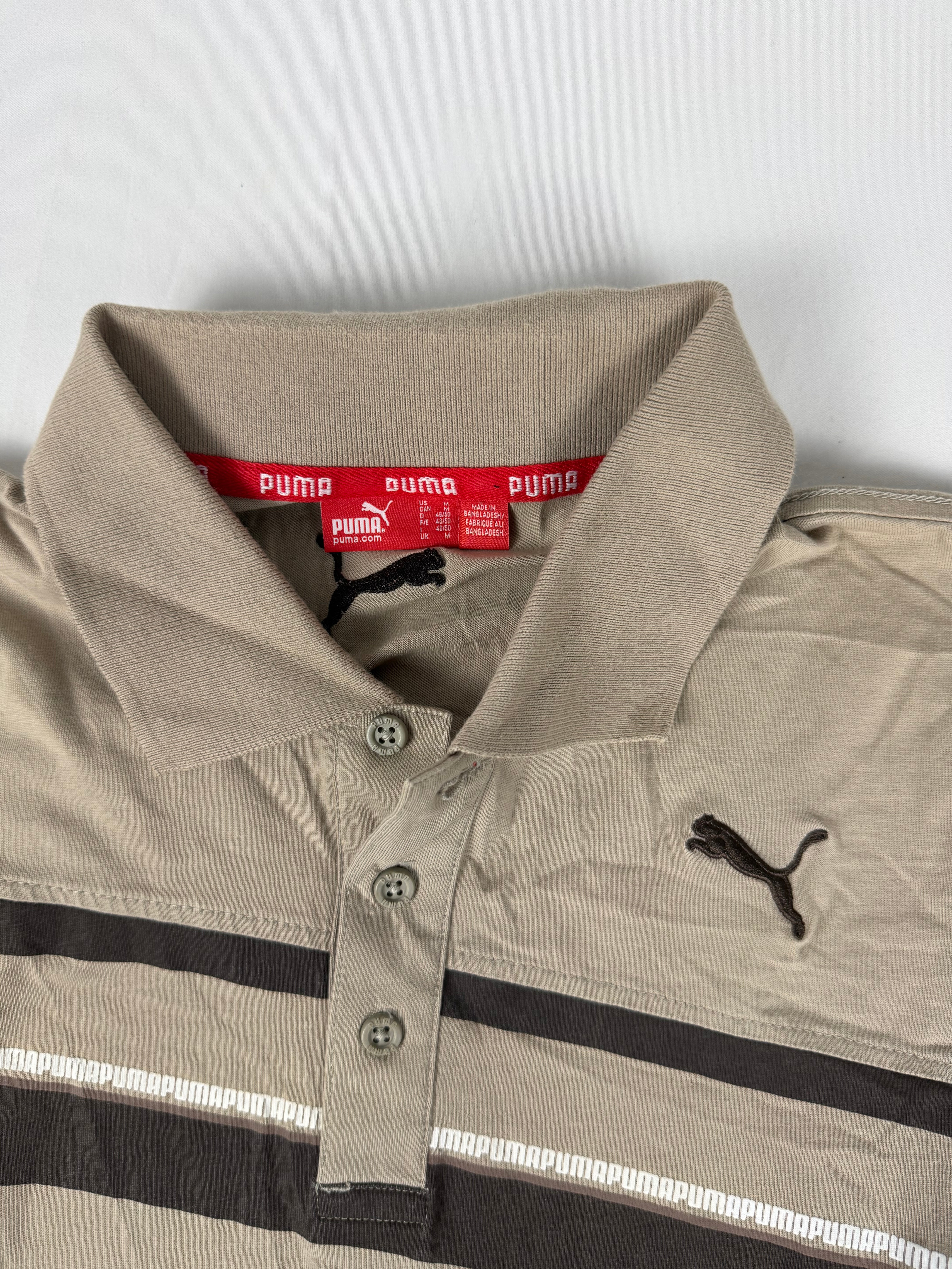 Beige 100% cotton striped polo tee (XL)