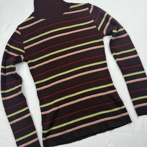 Purple striped stretchy turtleneck wool  jumper (S/M)