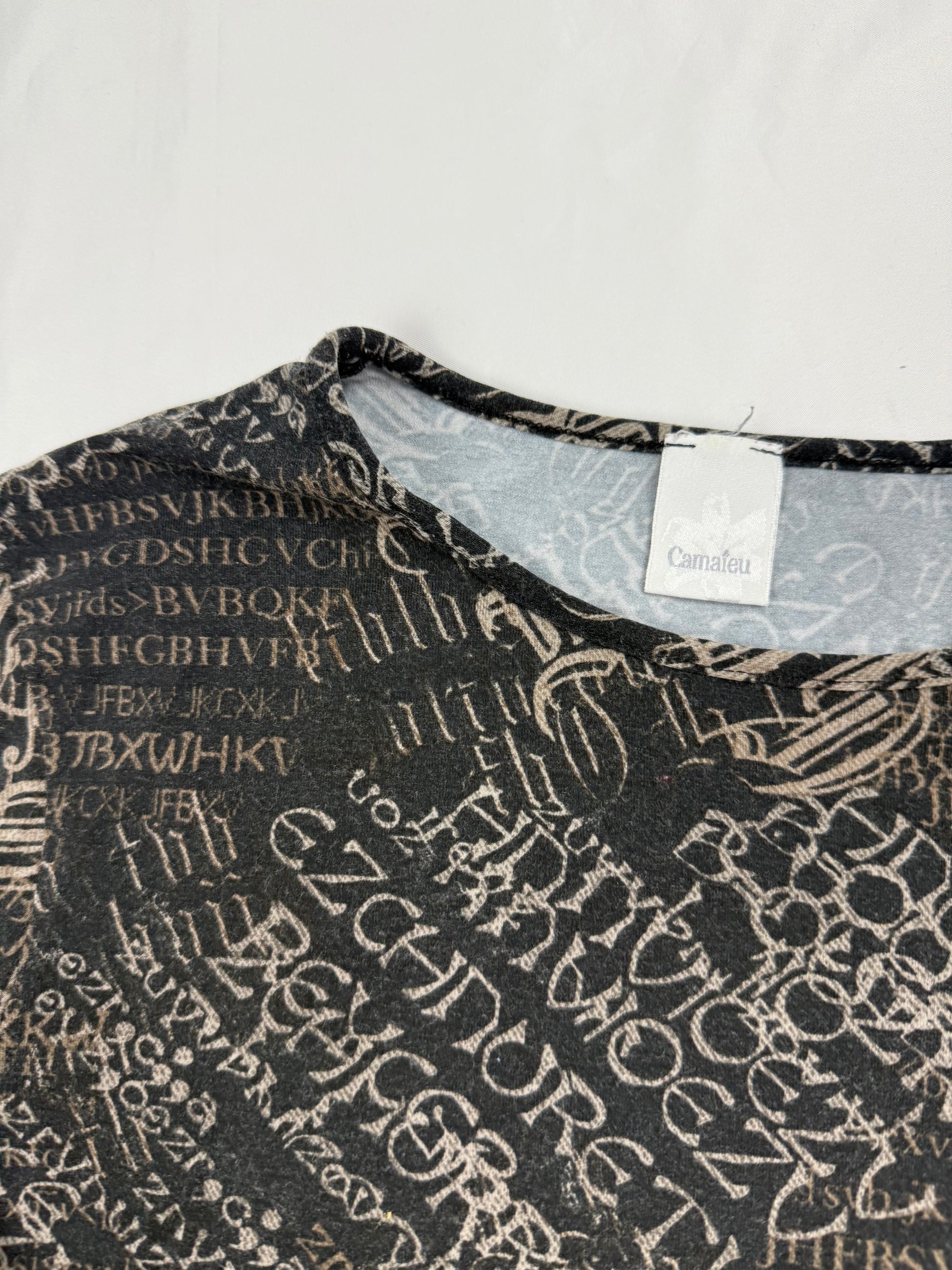 Grey graphic long sleeves top (M)