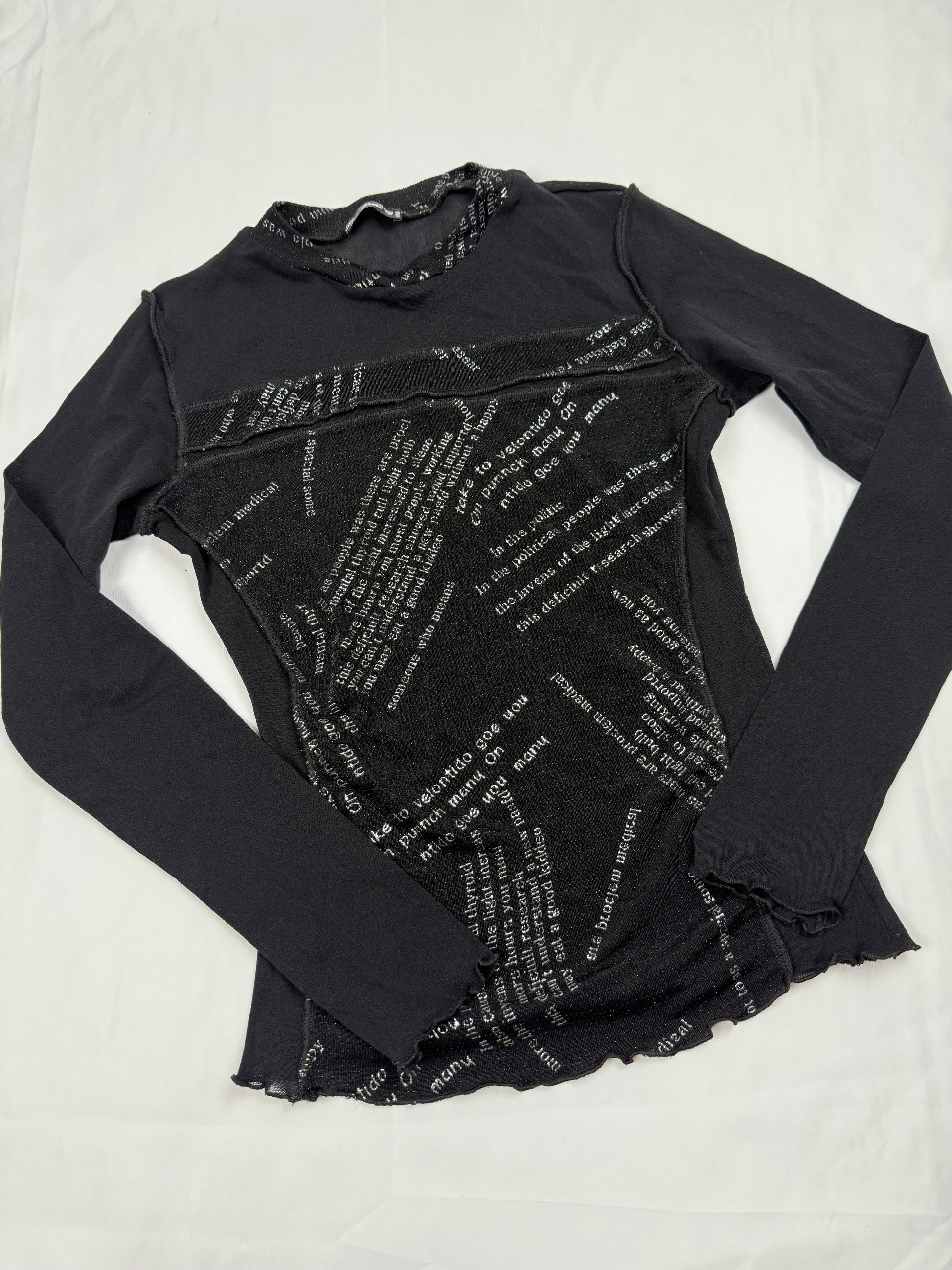 Black mesh glitters long sleeves top (XS)
