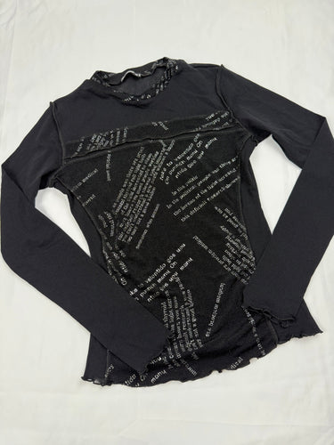Black mesh glitters long sleeves top (XS)