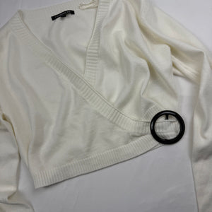 White stretchy buckle belt bolero jumper (M)