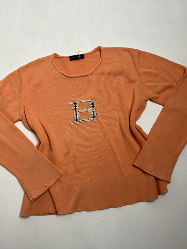 Orange cotton B logo knitted jumper (S)