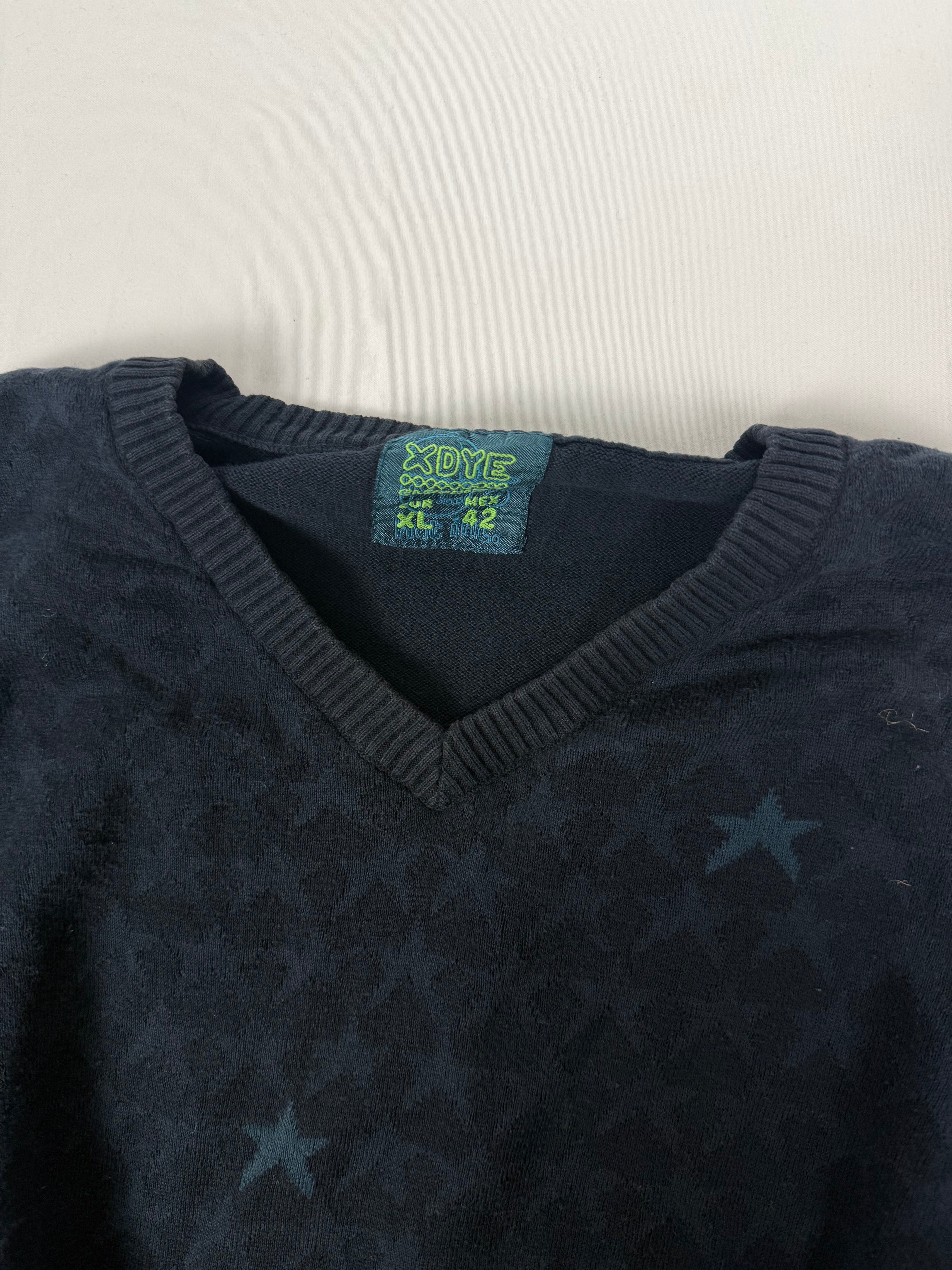 Navy stars print V neck jumper (XL)