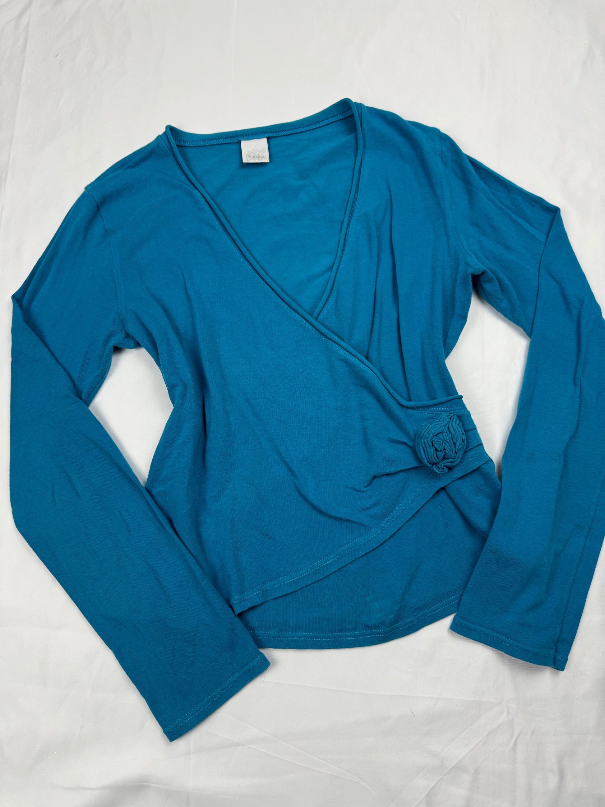 Blue wrap long sleeves top (S/M)