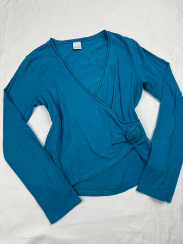 Blue wrap long sleeves top (S/M)