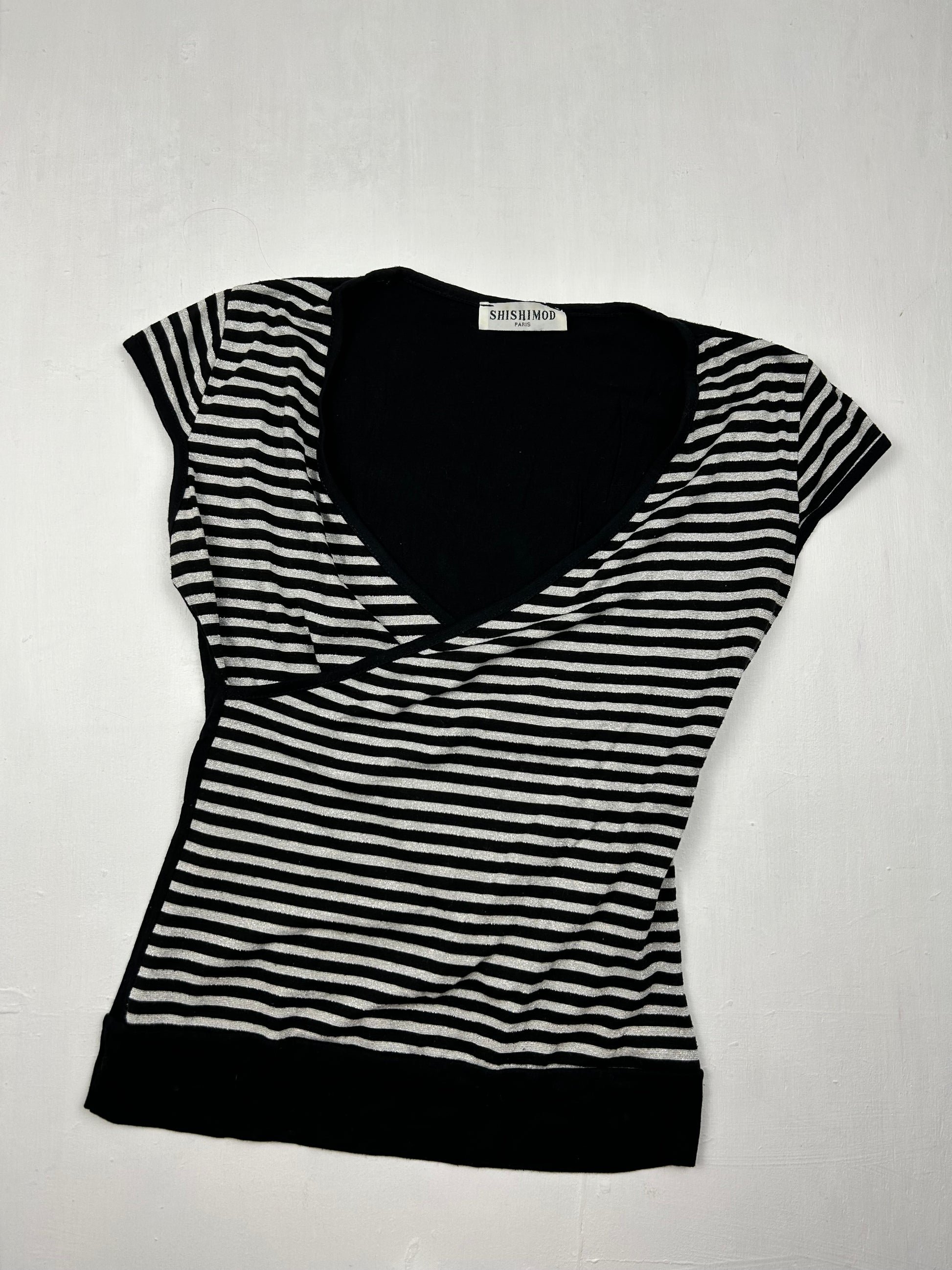 Black striped tight tee (S)