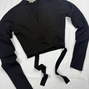 Black shinning tie up cardigan top (S/M)