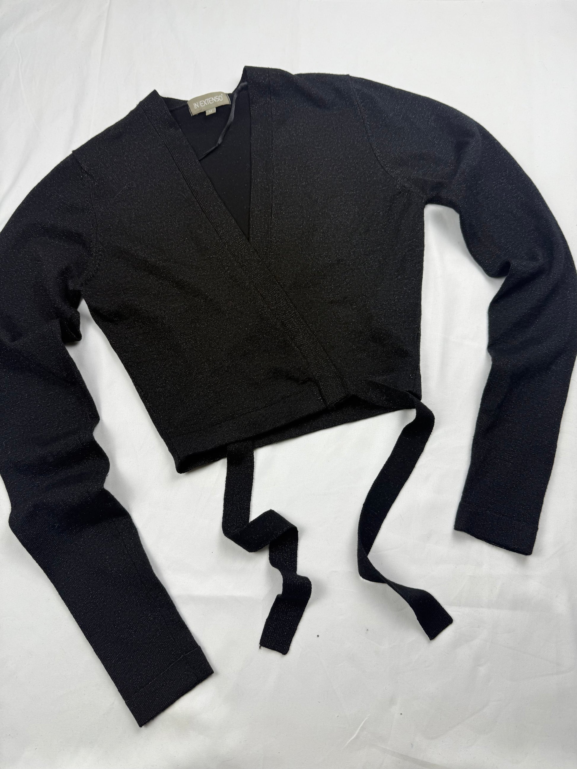 Black shinning tie up cardigan top (S/M)