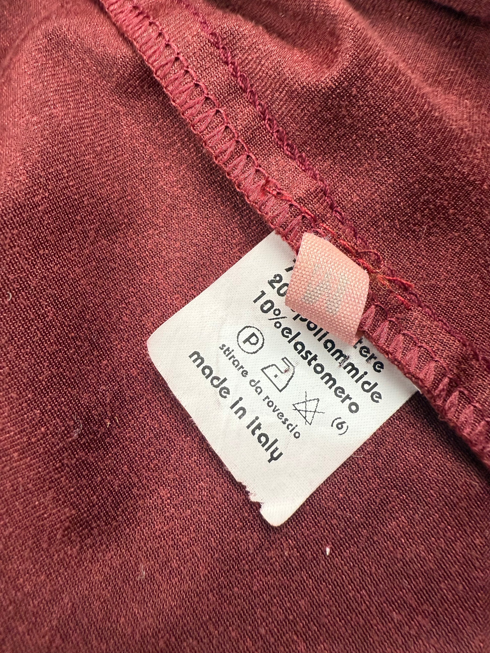 Burgundy red real fur & suede tie up cardigan top (S/M)