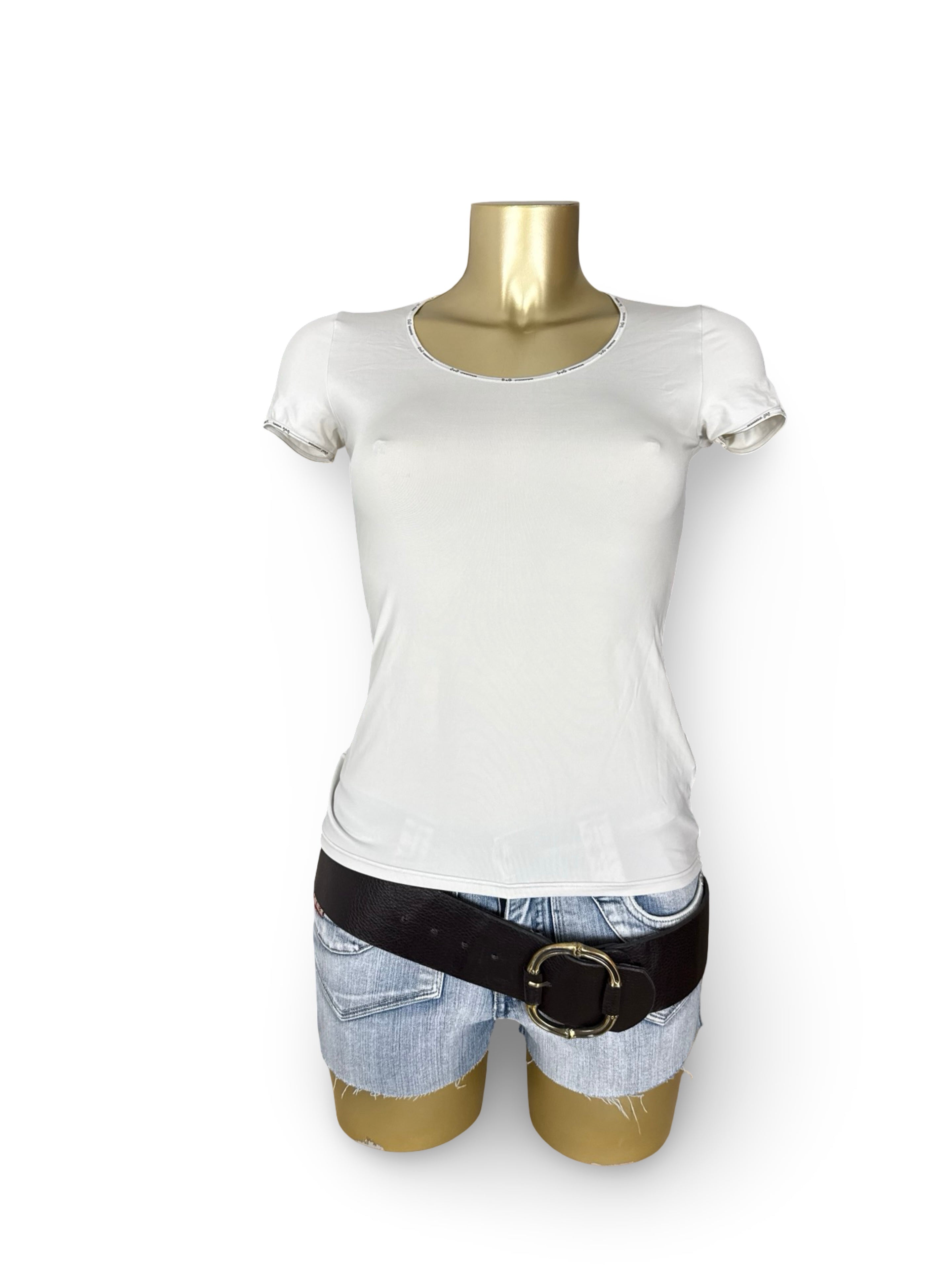 White lycra logo stretchy tee (M)