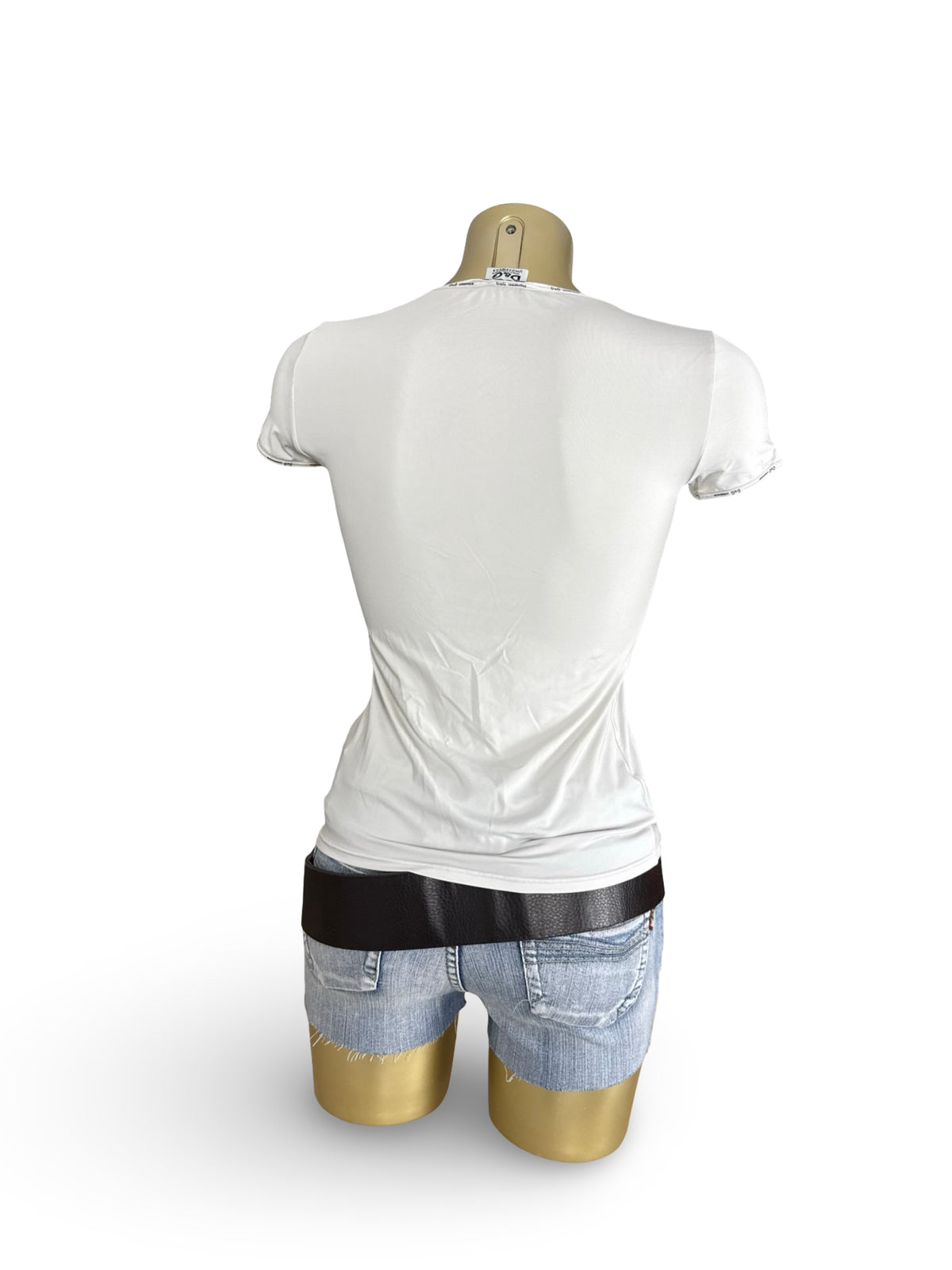 White lycra logo stretchy tee (M)
