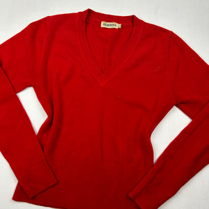 Red V neck tight jumper (S/M)