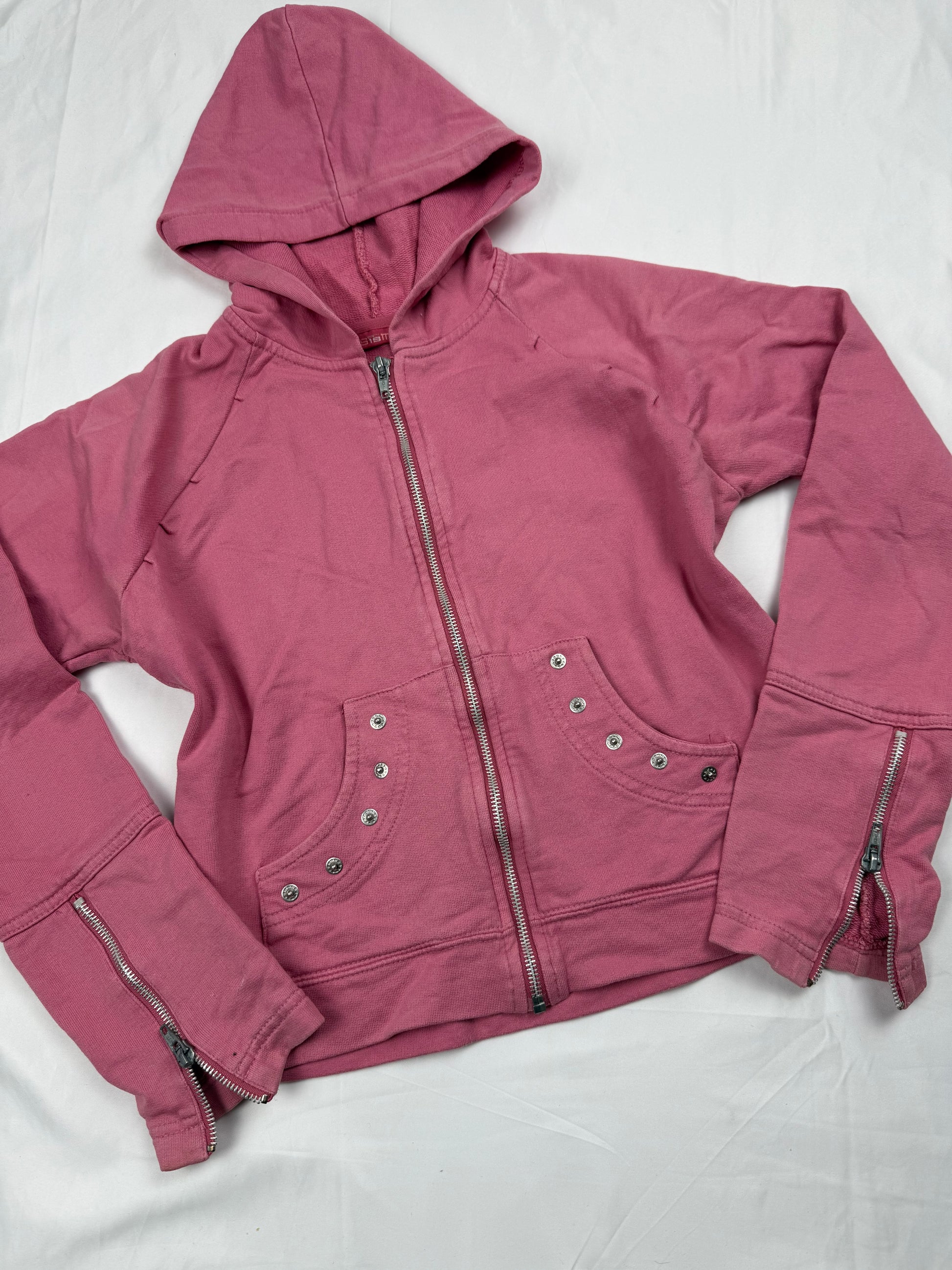 Pink cotton zip up hoodie  (S/M)