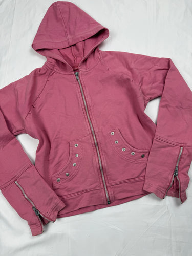 Pink cotton zip up hoodie  (S/M)