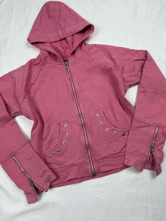 Pink cotton zip up hoodie  (S/M)