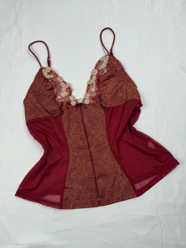 Burgundy mesh cami top (XL)