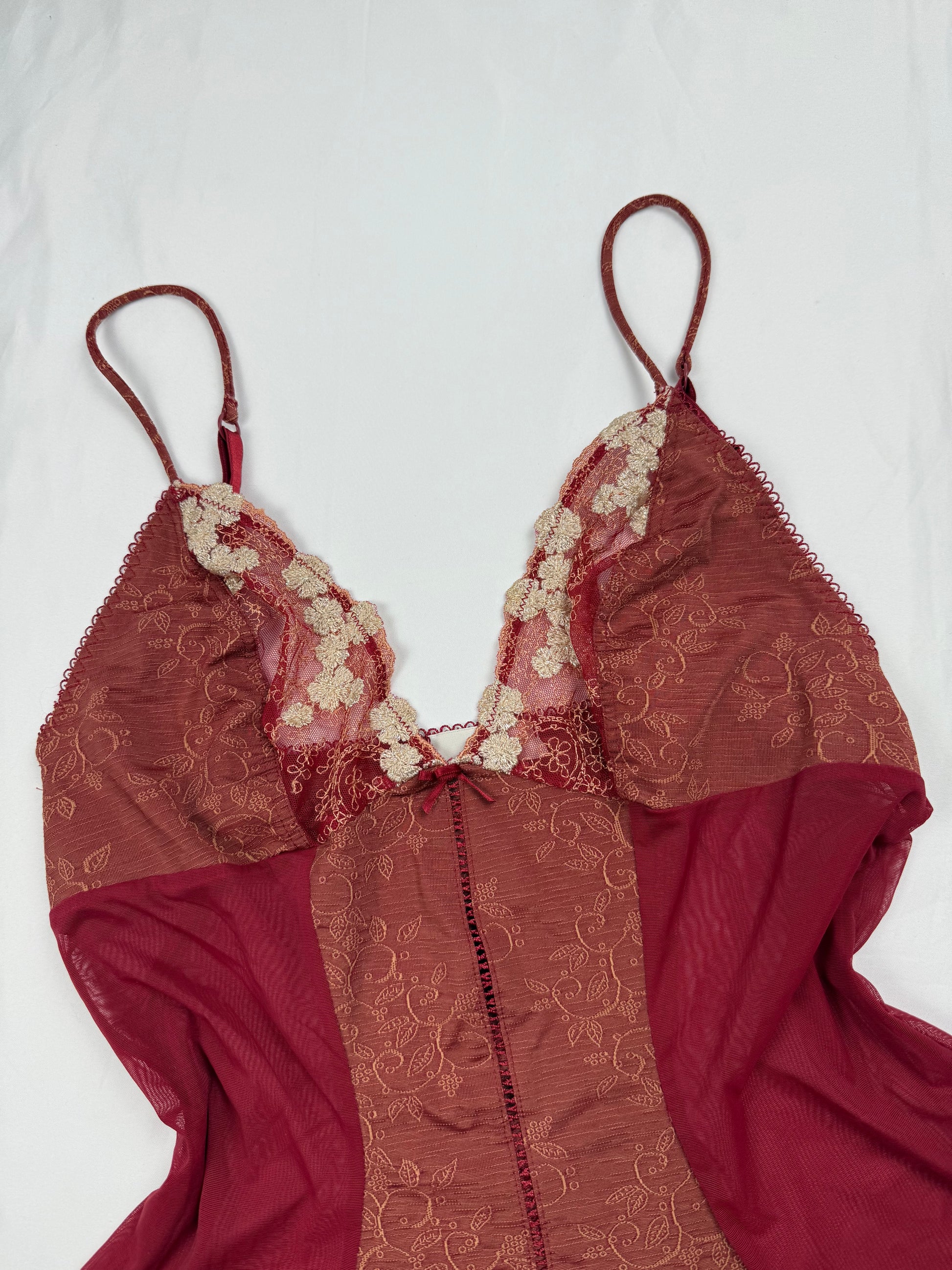 Burgundy mesh cami top (XL)