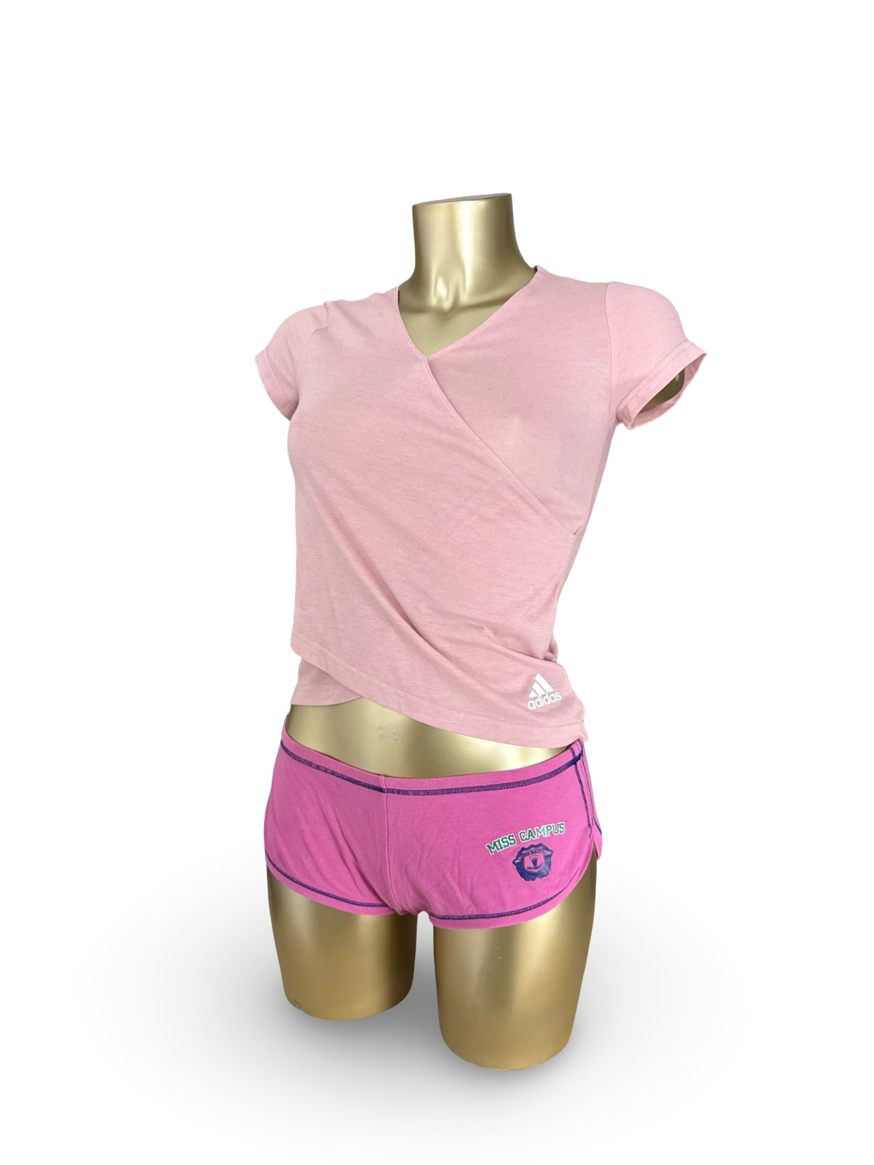 Baby pink wrap around activewear tee (XS/S)