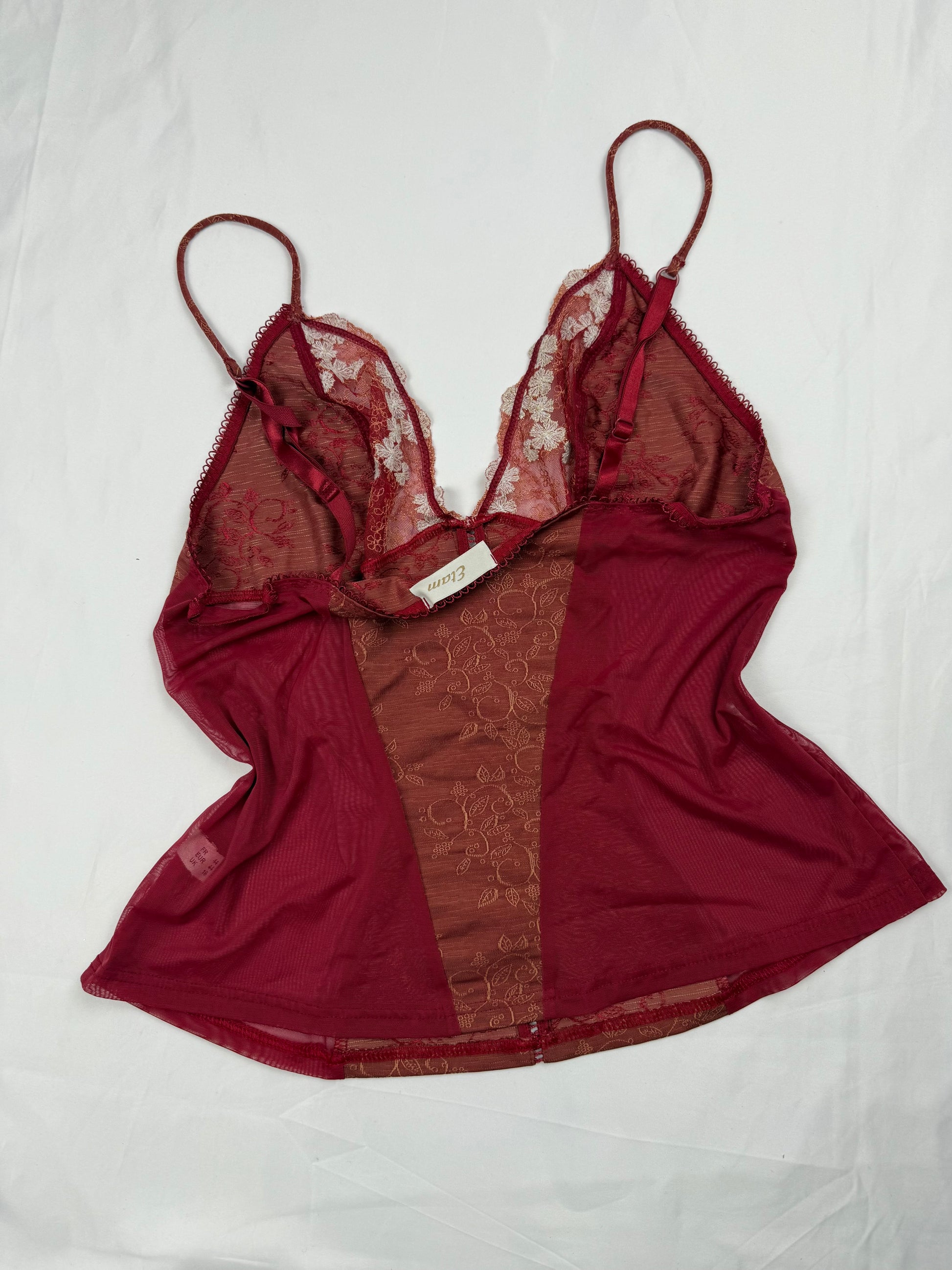 Burgundy mesh cami top (XL)