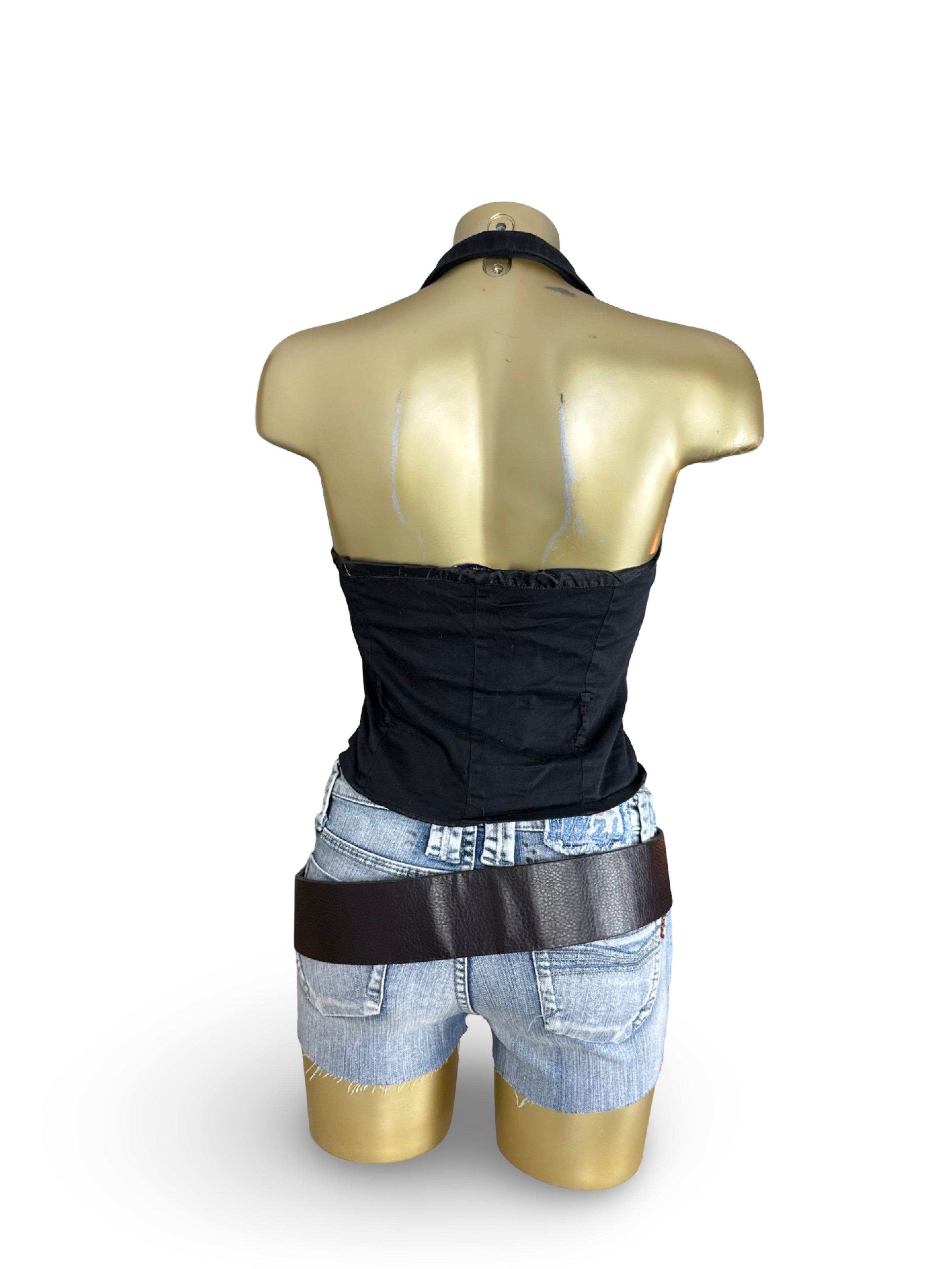 Black waistcoat cotton top (S)