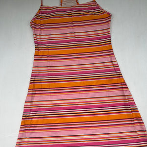Orange striped summer mini dress (S)