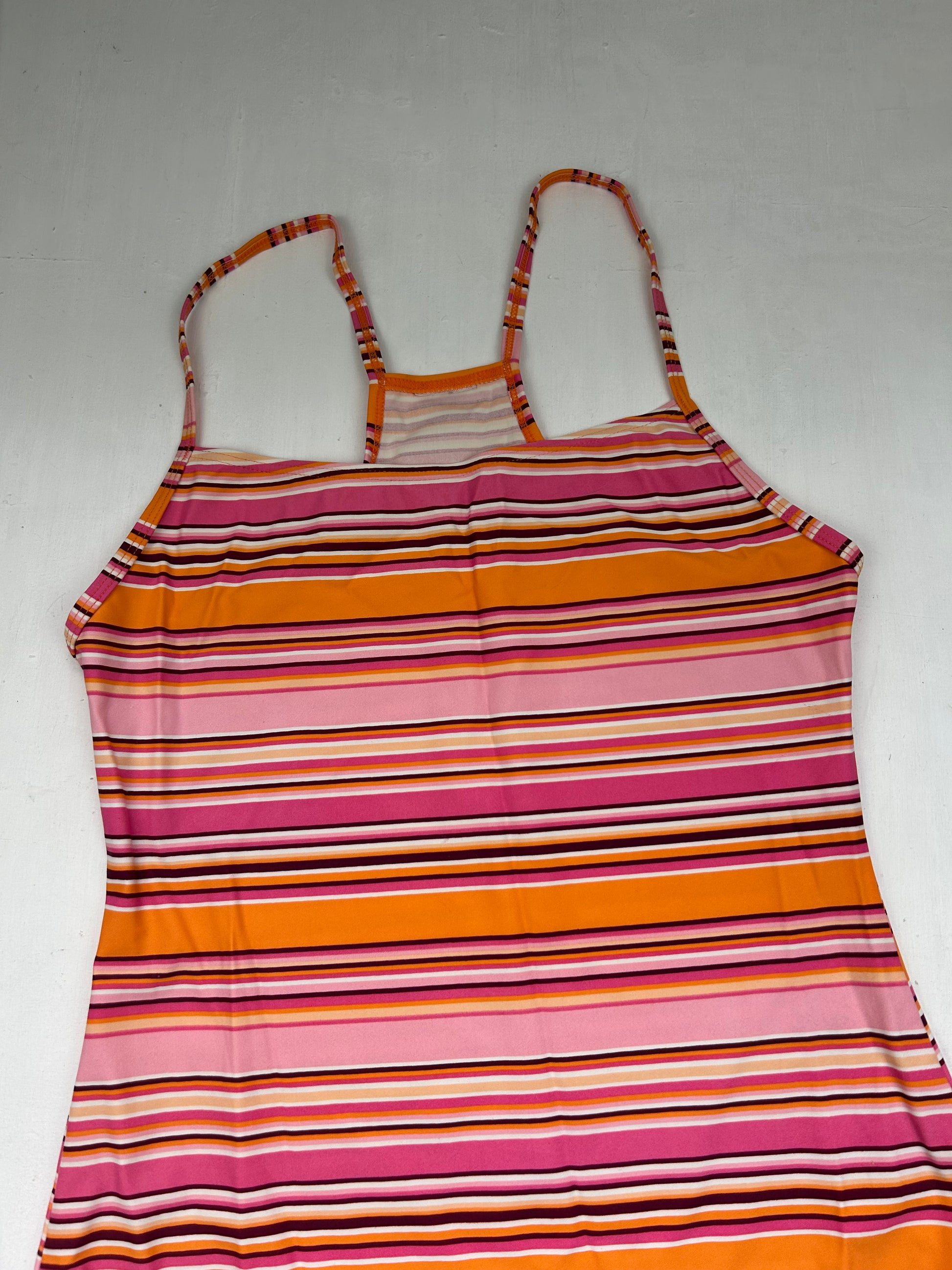 Orange striped summer mini dress (S)