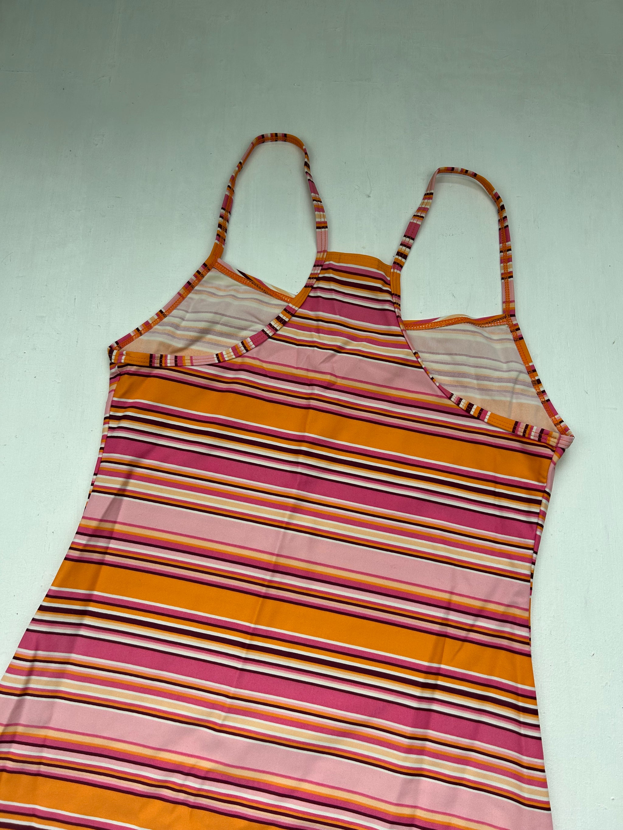 Orange striped lycra mini dress (S/M)