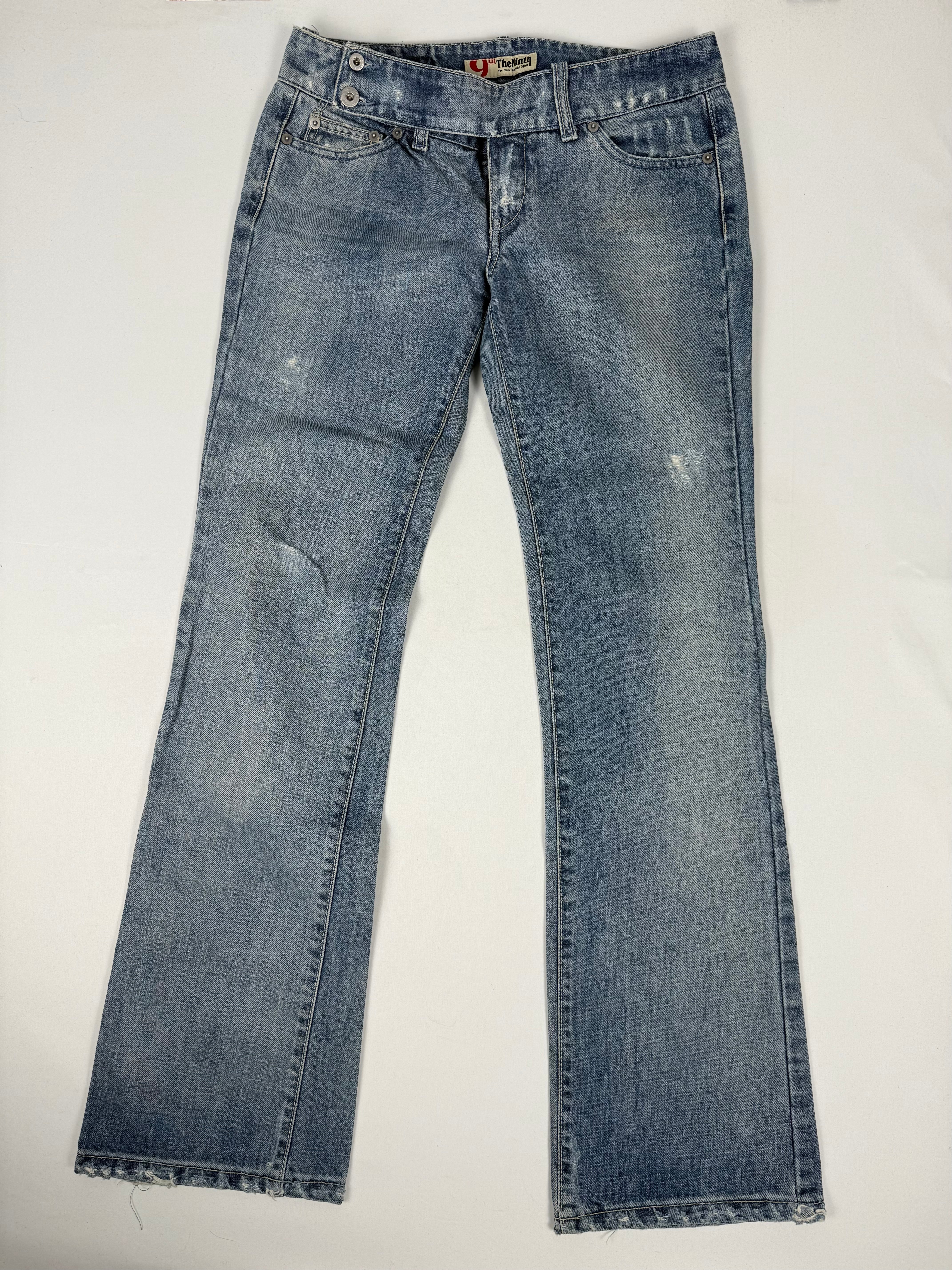 Pantalon droit taille basse en jean noir (XS)