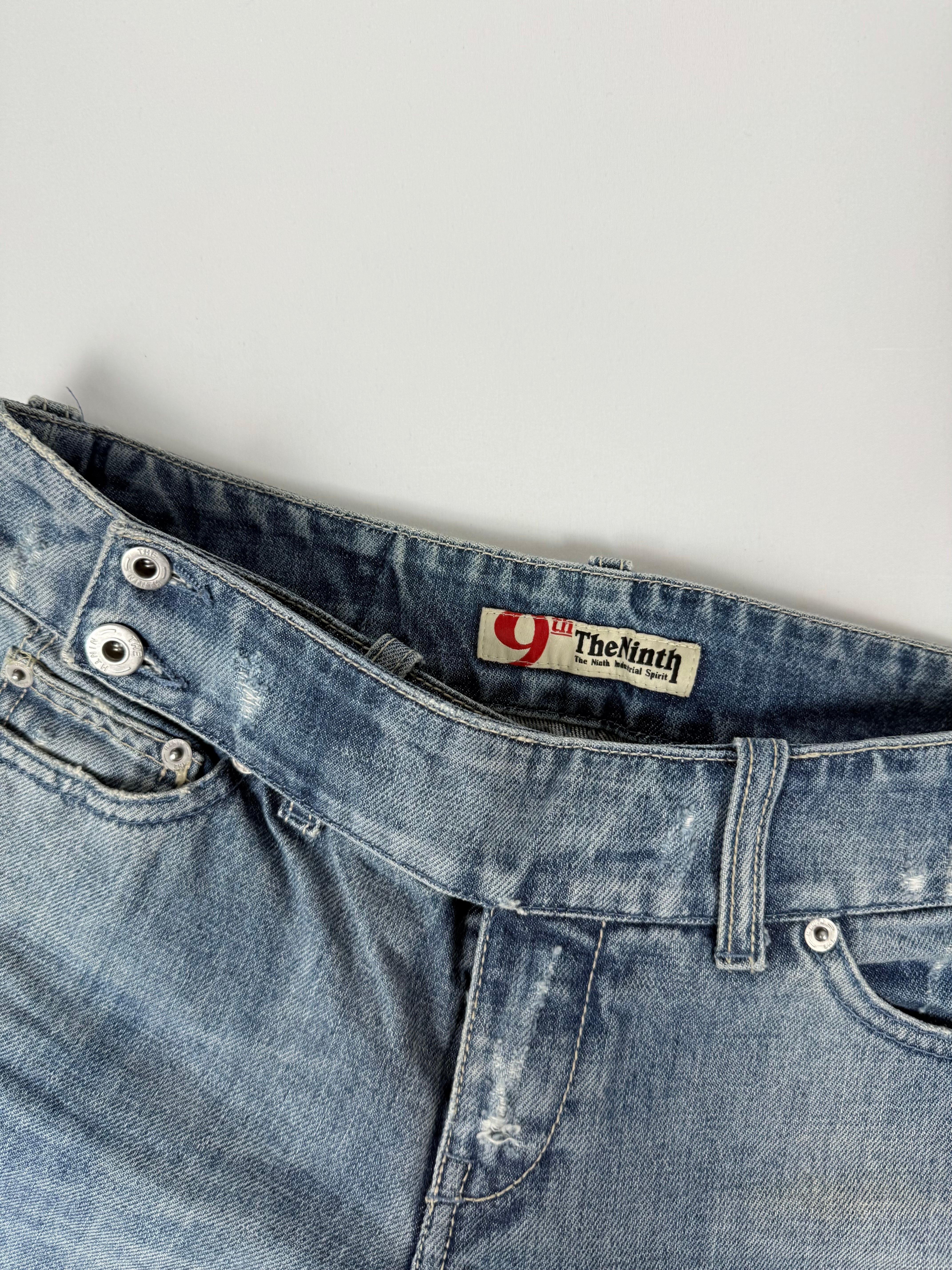 Pantalon droit taille basse en jean noir (XS)