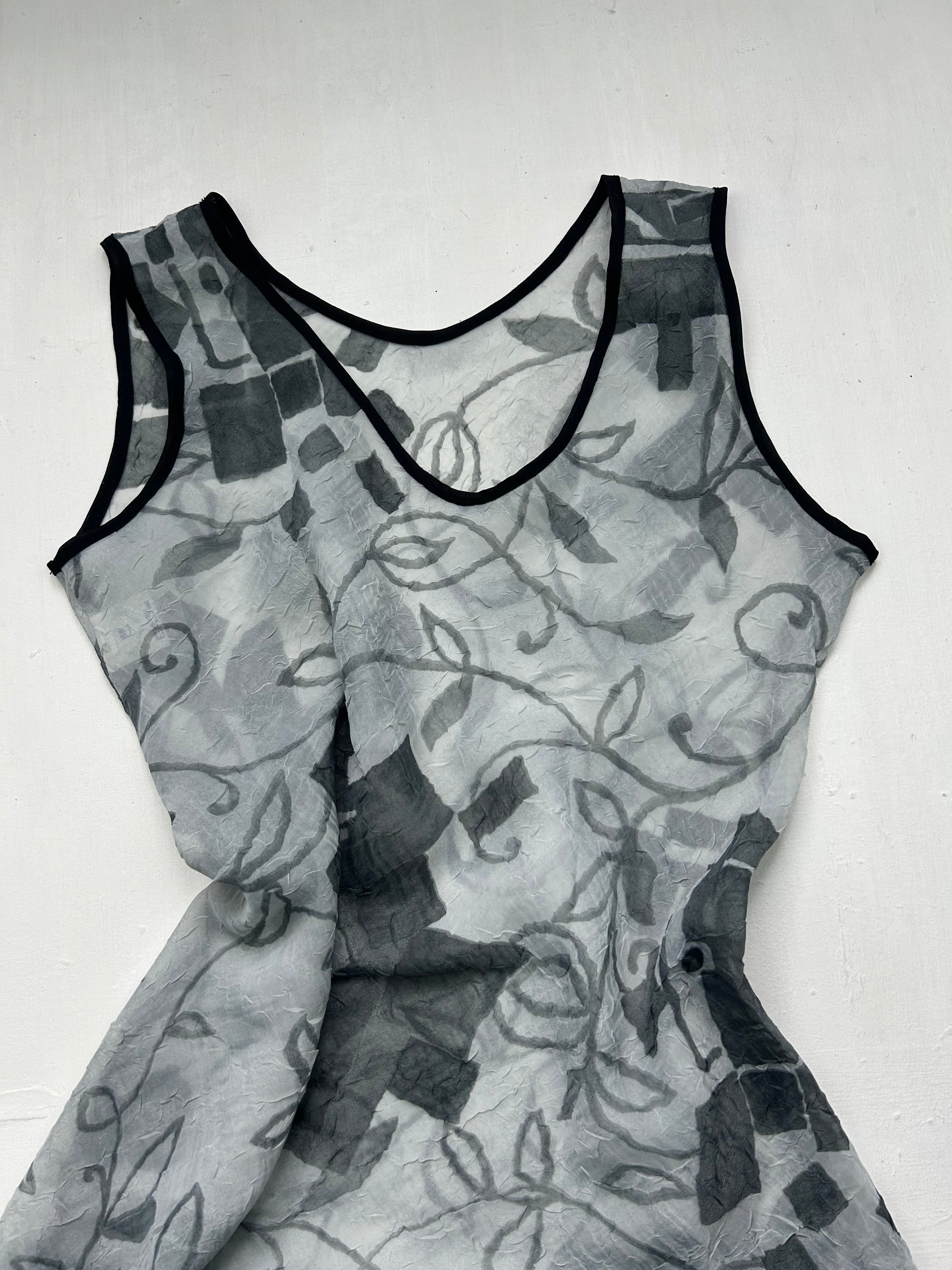 Grey mesh asymmetric mini dress (S)
