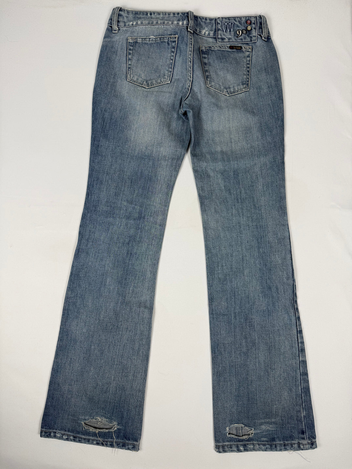 Pantalon droit taille basse en jean noir (XS)