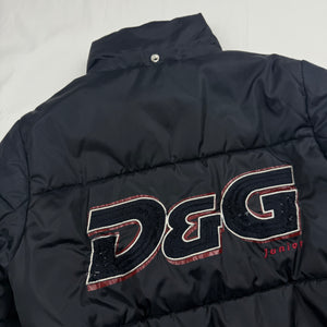 Black spell out logo puffer jacket (XS)