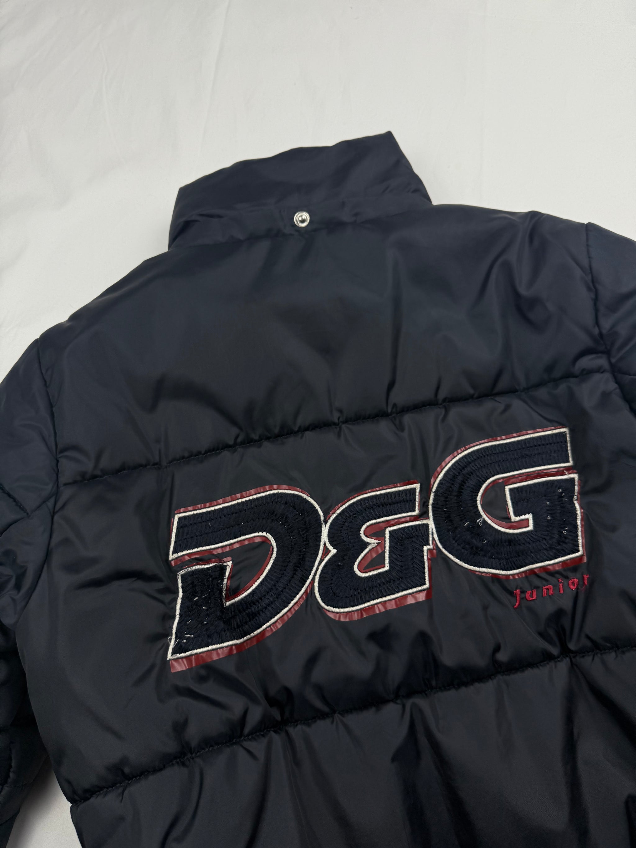 Black spell out logo puffer jacket (XS)
