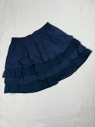 Navy blue cotton low rise pleated mini skirt (S)