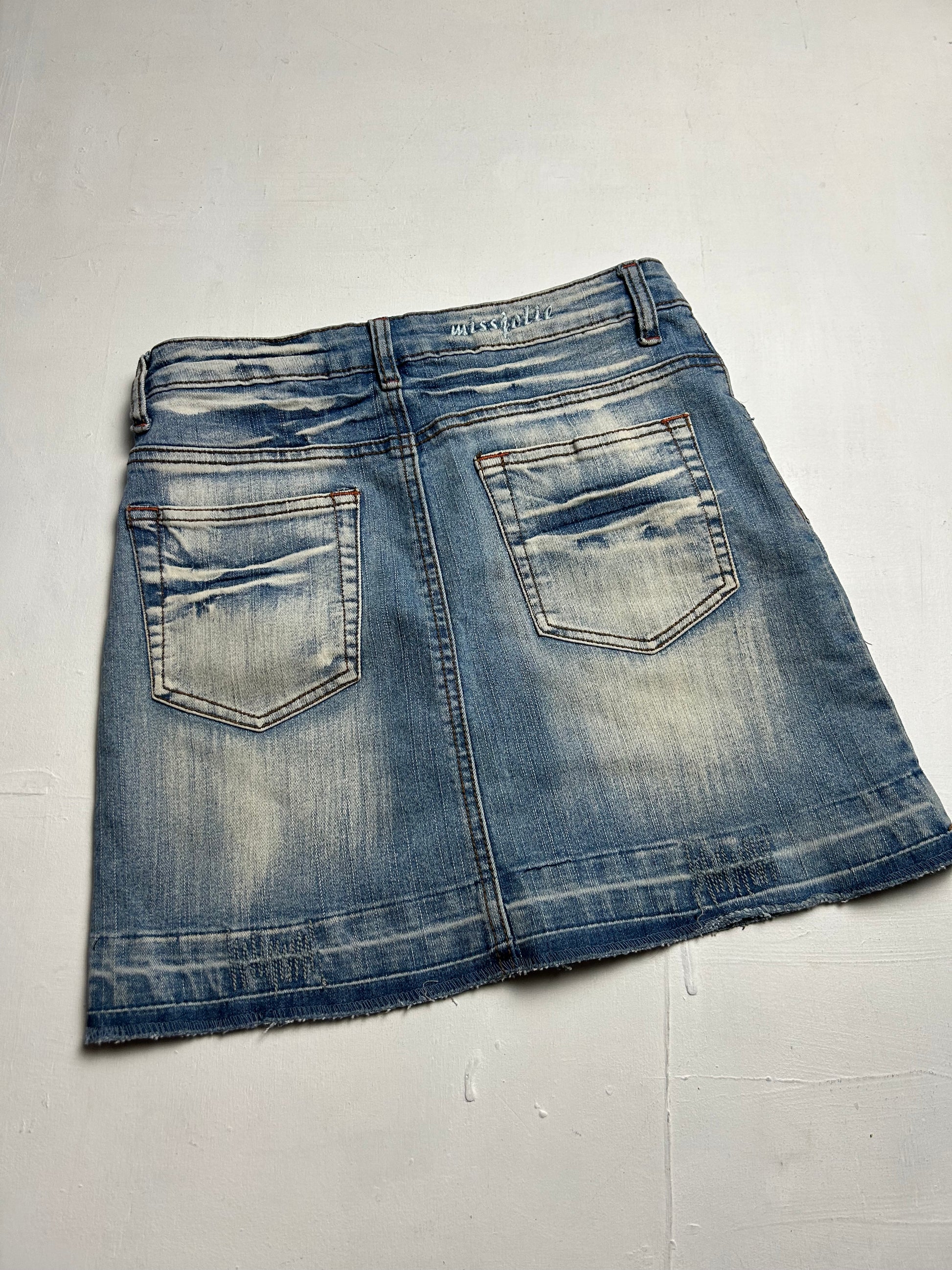 Blue denim low rise mini/micro y2k 90s vintage skirt (XS)