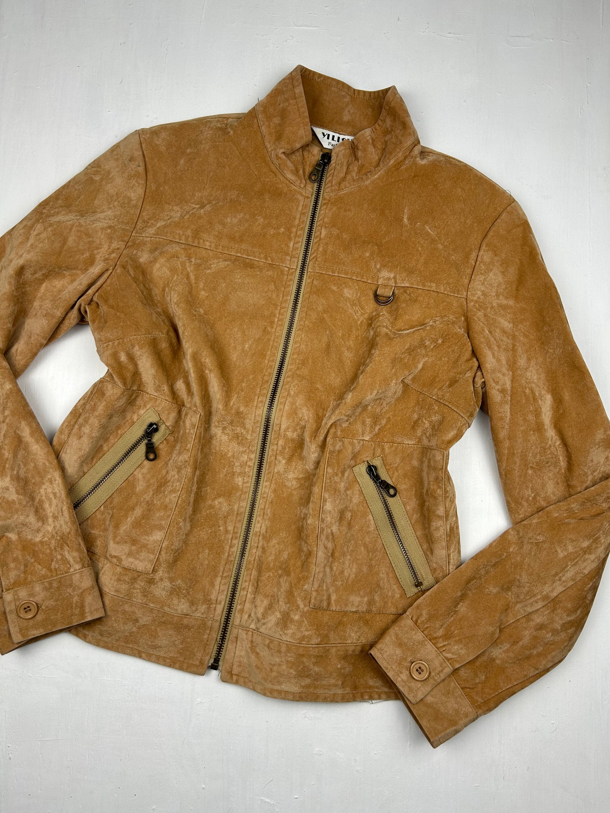 Beige suede leather zip up jacket (M/L)