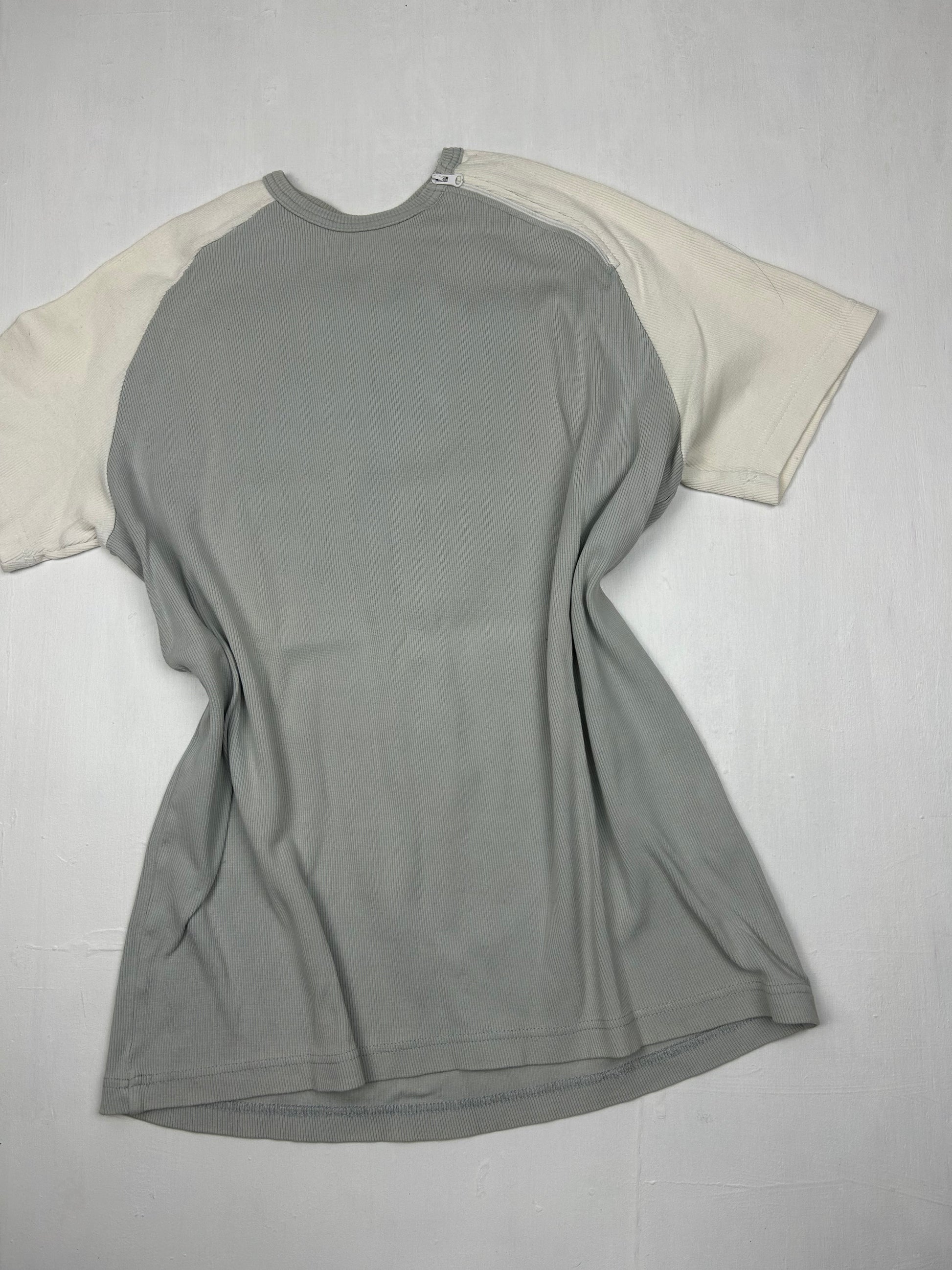 Bicolor zip side ribbed cotton tee (L)